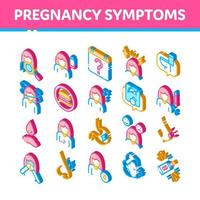 sintomas do conjunto de ícones isométricos do vetor de elementos de gravidez