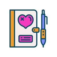 ícone de diário de amor para seu site, celular, apresentação e design de logotipo. vetor