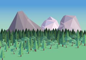 Low Poly Forest With Mountain Background Ilustração vetorial vetor