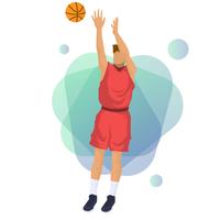 Ilustração plana do vetor do jogador de basquetebol