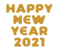 ilustração em vetor ouro cartão elegante isolada no branco. feliz ano novo 2020. fonte geométrica na moda.