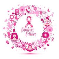 ilustração de banner de câncer de mama para o mês de conscientização de outubro vetor