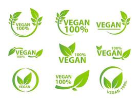 Conjunto de ícones veganos de bioecologia vetor
