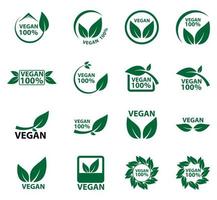Conjunto de ícones veganos de bioecologia vetor
