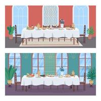conjunto de ilustração vetorial de cor plana tradicional banquete oriental vetor