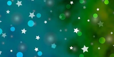 fundo vector azul, verde claro com círculos, estrelas.