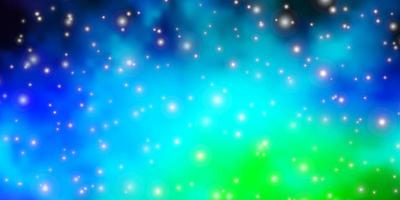 modelo de vetor azul claro e verde com estrelas de néon.