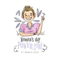 Cute Girl Smiling With Leaves Flying To Women's Day vetor