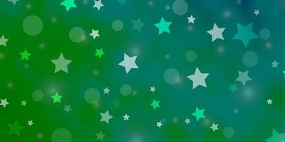 fundo vector azul, verde claro com círculos, estrelas.