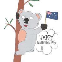 Koala bonito com bandeira australiana vetor