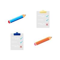 lista de verificação e conjunto de objetos de lápis vetor