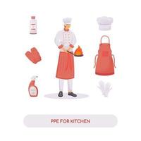 Equipamento de proteção individual para ilustração vetorial de conceito de cozinha vetor