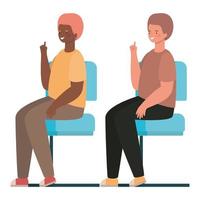 desenhos animados de homens felizes sentados nos assentos vector design