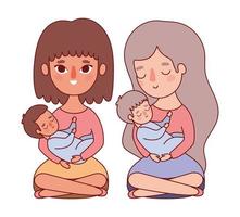 mães com design de bebês vetor