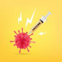 vírus sendo esfaqueado e morto por vacina vetor