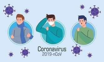 faixa de homens com sintomas de coronavírus vetor