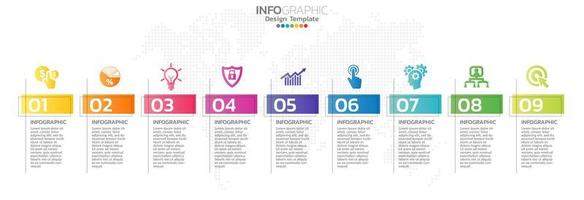 infográficos da linha do tempo com ícones de etapa e marketing vetor