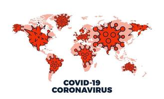 Coronavírus covid-19 no mapa de casos confirmados em todo o mundo vetor