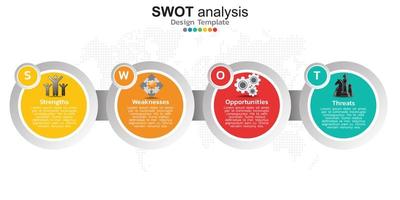 quatro elementos coloridos com ícones e lugar para texto no conceito de análise swot. vetor
