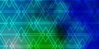 layout de vetor azul e verde claro com linhas, triângulos.