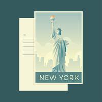 Nova York, liberdade, estátua, cartão, vetorial