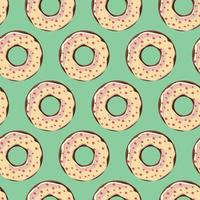 padrão sem emenda com rosquinhas coloridas saborosas brilhantes, ilustração vetorial vetor