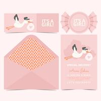 Cartão cor-de-rosa do anúncio do bebê do vetor