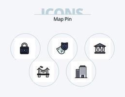 linha de pinos do mapa cheia de ícones do pacote 5 design de ícones. . dinheiro. graduação. prédio. restaurante vetor