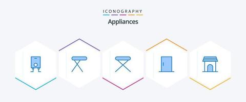 eletrodomésticos 25 pacote de ícones azul, incluindo aparelho. eletrodomésticos. mobiliário. casa. porta vetor