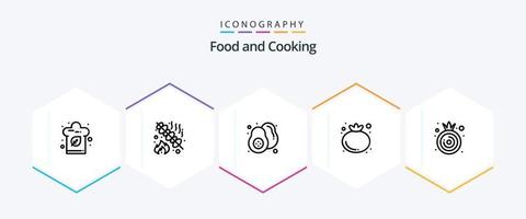 pacote de ícones de 25 linhas de comida, incluindo vegetais. Comida. Comida. vegetal. Comida vetor