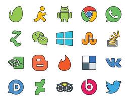 20 pacotes de ícones de mídia social, incluindo um delicioso blogger windows nvidia stock vetor