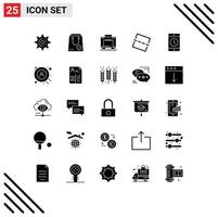 grupo de símbolos de ícone universal de 25 glifos sólidos modernos de dispositivos endireitar sim elementos de design de vetor editável de bagagem de foto