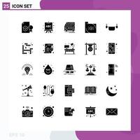 conjunto de 25 sinais de símbolos de ícones de interface do usuário modernos para banco de negócios de ônibus de documento aéreo elementos de design de vetores editáveis