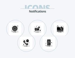 pacote de ícones de glifos de notificações 5 design de ícones. notificação. alerta. engrenagem. enviei. mensagem vetor