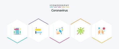 pacote de ícones planos de coronavírus 25, incluindo epidemia. espalhar. álcool. corona. lavagem vetor