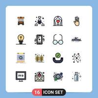 16 ícones criativos sinais modernos e símbolos de gestos elétricos arco dedo de seta elementos de design de vetores criativos editáveis