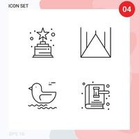conjunto de 4 sinais de símbolos de ícones de interface do usuário modernos para realização canadá islamabad paquistão mesquita livro elementos de design de vetores editáveis