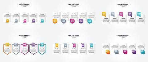 conjunto de design plano de infográficos de ilustração vetorial para folheto publicitário e revista vetor