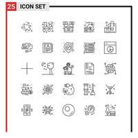 conjunto de 25 sinais de símbolos de ícones de interface do usuário modernos para loja de publicidade de roupas, dinheiro, finanças, elementos de design de vetores editáveis