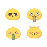 Expressões de emoji de mídia social enfrenta coleção de desenhos animados vetor