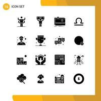 16 ícones criativos sinais e símbolos modernos de comunidade zodiac crowdfunding libra website elementos de design de vetores editáveis