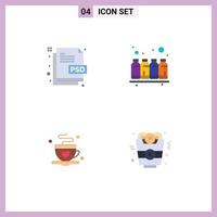 grupo de símbolos de ícone universal de 4 ícones planos modernos de cores criativas arquivo cor café elementos de design de vetores editáveis