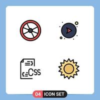 conjunto de 4 sinais de símbolos de ícones de interface do usuário modernos para direção de experimento de codificação de biologia desenvolver elementos de design de vetores editáveis