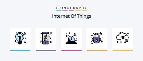 linha de internet das coisas cheia de 5 ícones, incluindo nuvem. iot. iot. Internet. sinais. design de ícones criativos vetor