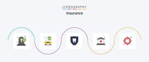 pacote de ícones plano 5 de seguro, incluindo vida. escudo. seguro. segurança. banco vetor