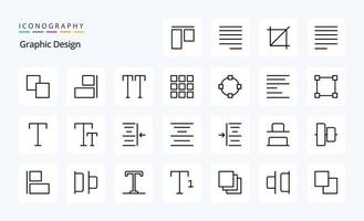 pacote de ícones de 25 linhas de design vetor