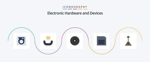 pacote de ícones plana 5 de dispositivos, incluindo . música. vinil. instrumento. áudio vetor