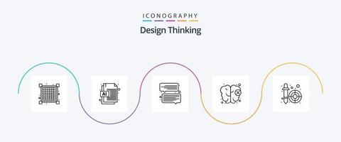 linha de pensamento de design 5 pacote de ícones incluindo . pipeta. mensagem. selecionador. seletor de cores vetor