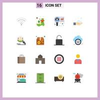 grupo de 16 sinais e símbolos de cores planas para mercado de perfil de usuário encontrar pacote editável de sabão de elementos de design de vetores criativos