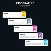 O vetor de design de infográficos de 5 etapas e o marketing podem ser usados para o layout do fluxo de trabalho